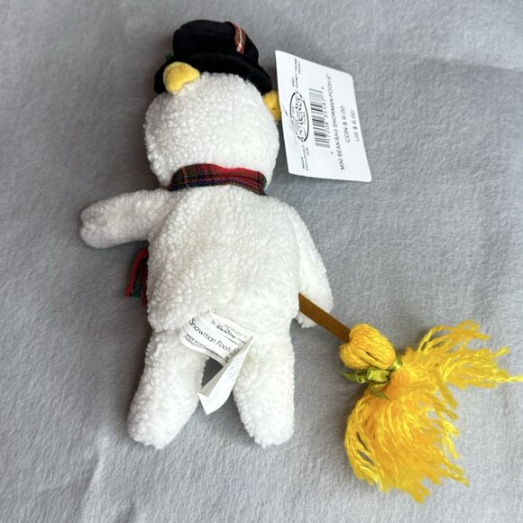 Snowman Pooh Winnie The Pooh Disney Store Bean Bag 8" Plush Top Hat Scarf Broom - Picture 5 of 6